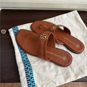 Tory Burch Tan Leather carson thong welt sandals